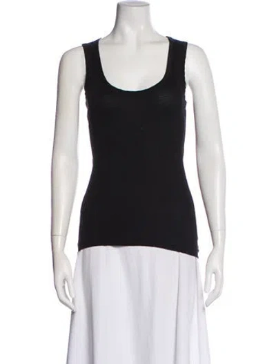 Pre-owned Sandro Scoop Neck Sleeveless Top In Black