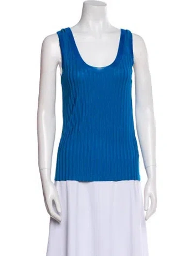 Pre-owned Sandro Scoop Neck Sleeveless Top In Blue