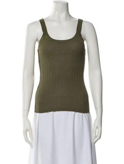 Pre-owned Sandro Scoop Neck Sleeveless Top In Green