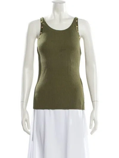 Pre-owned Sandro Scoop Neck Sleeveless Top In Green