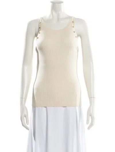 Pre-owned Sandro Scoop Neck Sleeveless Top In Neutral