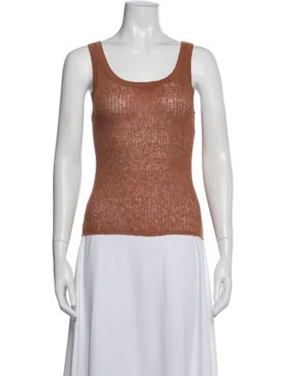 Pre-owned Sandro Scoop Neck Sleeveless Top In Neutral