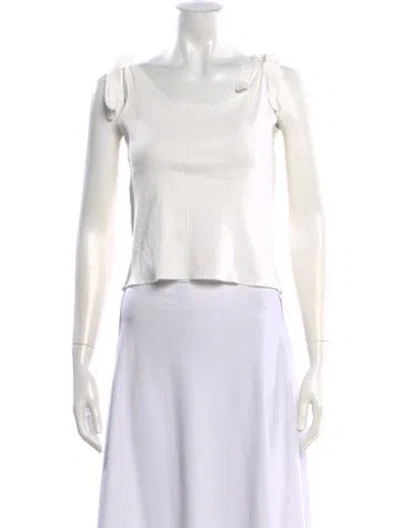Pre-owned Sandro Scoop Neck Sleeveless Top In White