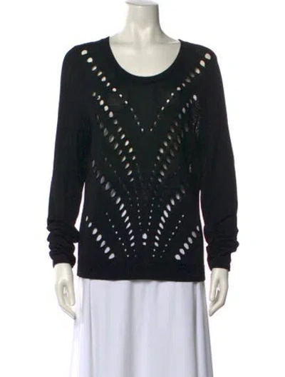 Pre-owned Sandro Scoop Neck Sweater In Black