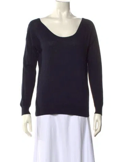 Pre-owned Sandro Scoop Neck Sweater In Blue