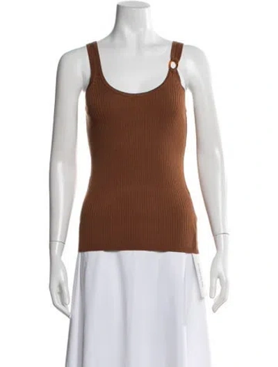 Pre-owned Sandro Scoop Neck Sweater In Brown