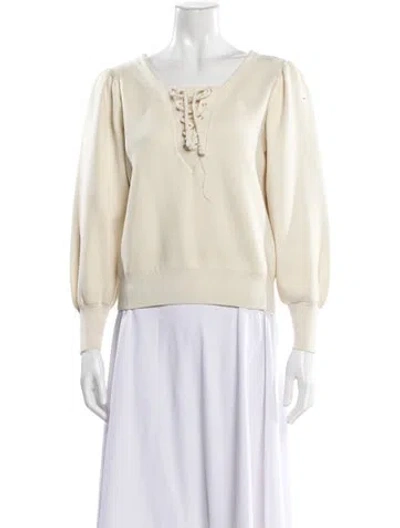 Pre-owned Sandro Scoop Neck Sweater In Neutral