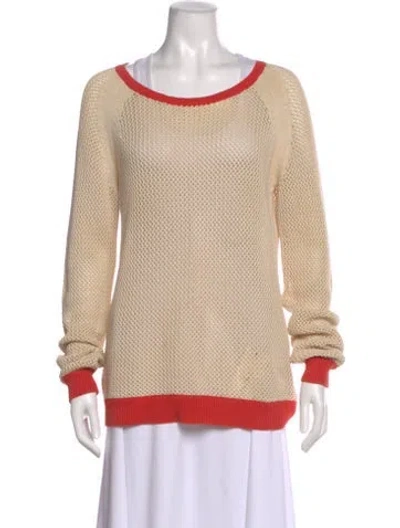 Pre-owned Sandro Scoop Neck Sweater In Neutral