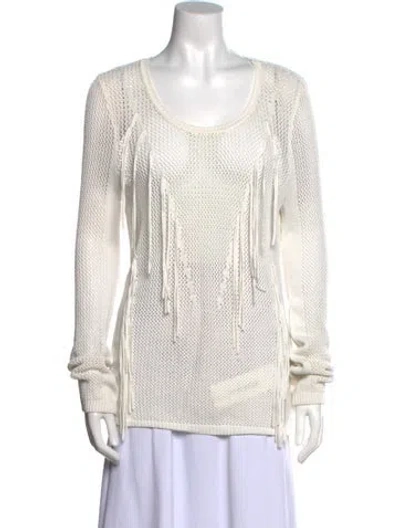 Pre-owned Sandro Scoop Neck Sweater In Silver