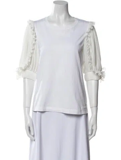 Pre-owned Sandro Scoop Neck Three-quarter Sleeve T-shirt In White