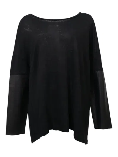 Pre-owned Sandro Scoop-neck Top In Black
