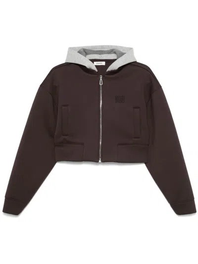 Sandro Scuba Jersey Jacket In Brown