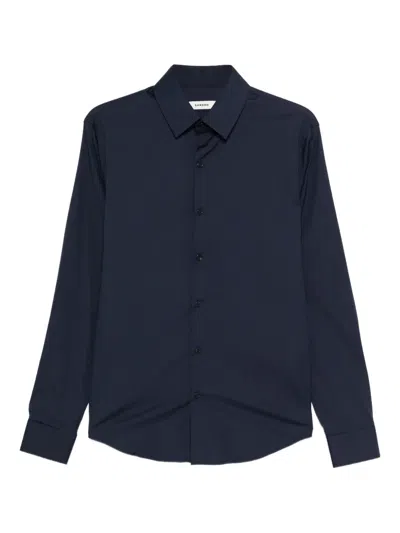 Sandro Seamless Buttoned Shirt In Blue