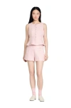 Sandro Sequin Check Tweed Shorts In Pink
