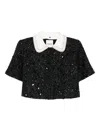 Sandro Sequin-embellished Cropped Jacket In Black