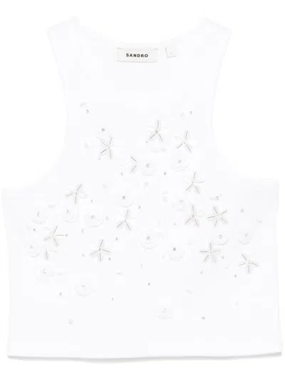 SANDRO SEQUIN-EMBELLISHED TANK TOP