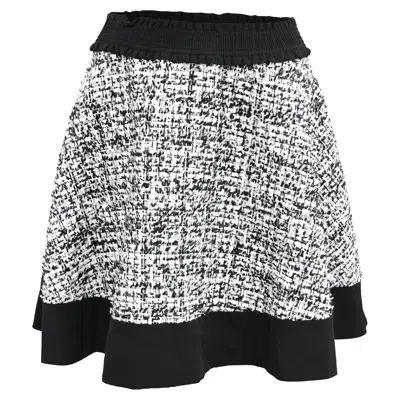 Pre-owned Sandro Sequin-embellished Tweed Mini Skirt In Black And White Polyester