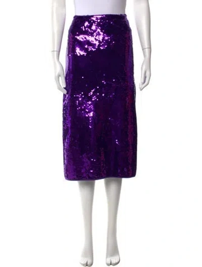 Pre-owned Sandro Sequin Embellishments Midi Length Skirt In Purple