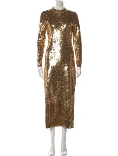 Pre-owned Sandro Sequin Midi Length Dress In Brown