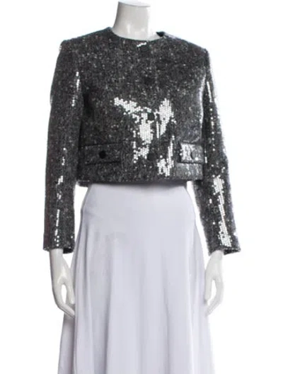 Pre-owned Sandro Sequin Patterned Jacket In Grey
