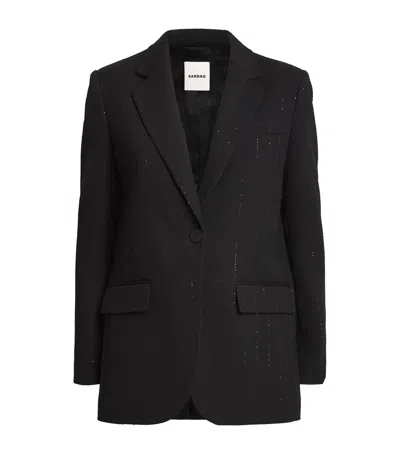 Sandro Sequin-stripe Opera Blazer In Black