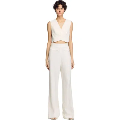 Sandro Sequin Suit Trousers In Ecru