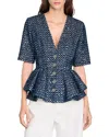 Sandro Sequined Jacket In Blue