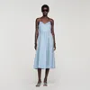 Sandro Striped-pattern Sequin-detail Midi Dress In Blue