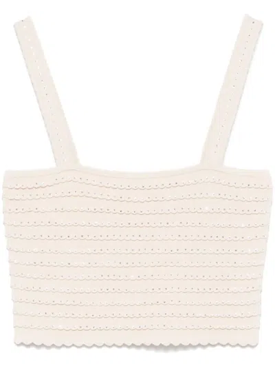 Sandro Sequined Tank Top In Neutrals