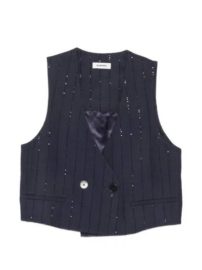 Sandro Sequin-embellished Waistcoat In Blue