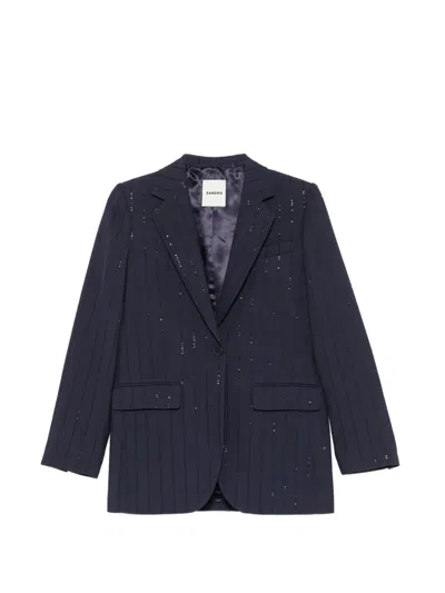Sandro Sequin-embellishment Blazer In Blue
