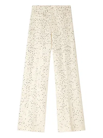 Sandro Sequin-embellishment Palazzo Pants In White