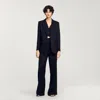 Sandro Sequinned Suit Jacket In Black