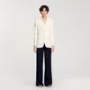 Sandro Sequinned Suit Jacket In White