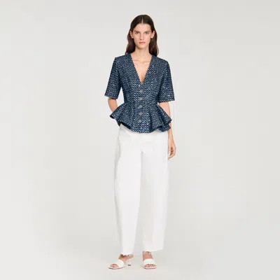 Sandro Sequinned Top In Blue