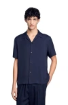 Sandro Shark Collar Shirt In Midnight Blue