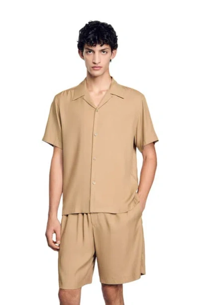 Sandro Shark Collar Shirt In Nut