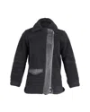 Sandro Shearling Biker Coat In Black Wool In Black