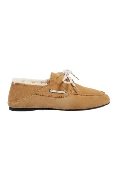 Sandro Shearling Boat Shoes In Brown