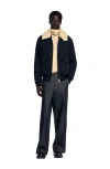 Sandro Shearling Collar Aviator Jacket In Blue