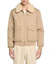 Sandro Mens Fleece-collar Patch-pocket Wool-blend Aviator Jacket Naturels In Sand