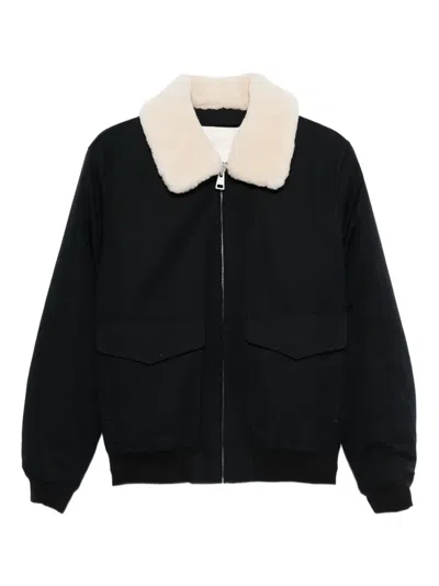 Sandro Jacke Mit Shearling-kragen In Black