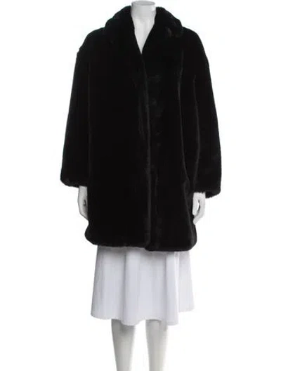 Pre-owned Sandro Shearling Faux Fur Coat In Black