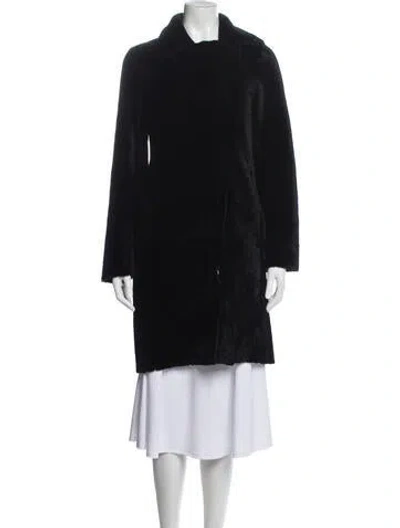 Pre-owned Sandro Shearling Faux Fur Coat In Black
