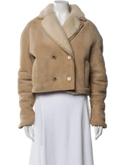 Pre-owned Sandro Shearling Faux Fur Coat In Neutral