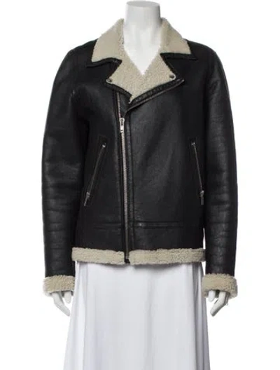 Pre-owned Sandro Shearling Fur Jacket In Black