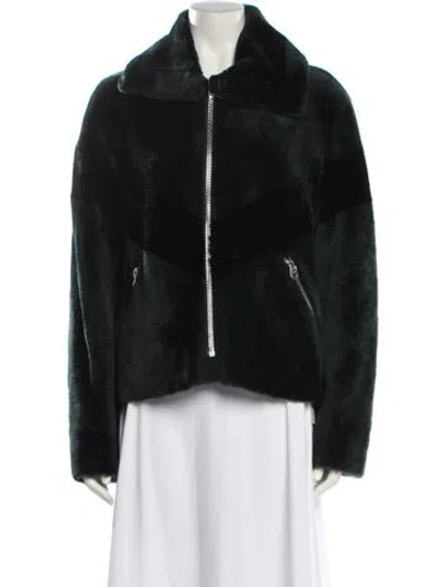 Pre-owned Sandro Shearling Fur Jacket In Black