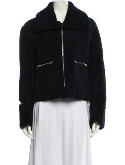Pre-owned Sandro Shearling Fur Jacket In Black