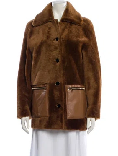 Pre-owned Sandro Shearling Fur Jacket In Brown