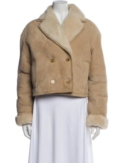 Pre-owned Sandro Shearling Fur Jacket In Neutral